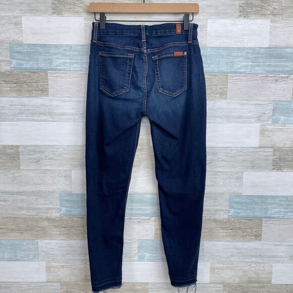 7 For All Mankind B(air) Stretch Skinny Ankle Jeans Dark Wash Mid Rise Womens 25 - Picture 6 of 9